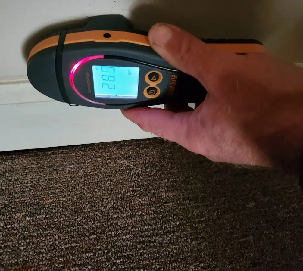 Moisture detection at baseboard during Burst Pipe Cleanup in Covington