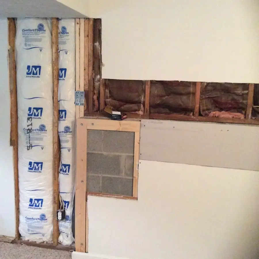 Wall insulation replacement during Basement Flood Cleanup in Covington
